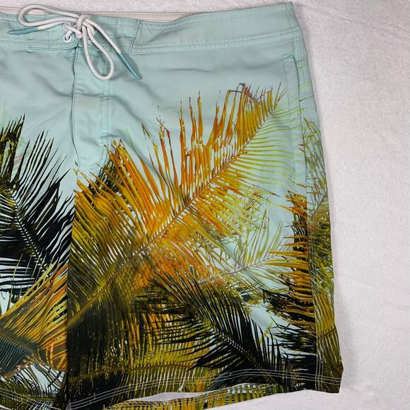 American Eagle Outfitters Swim Trunks Men's XL Board Shorts Blue Green Palms - Picture 7 of 14